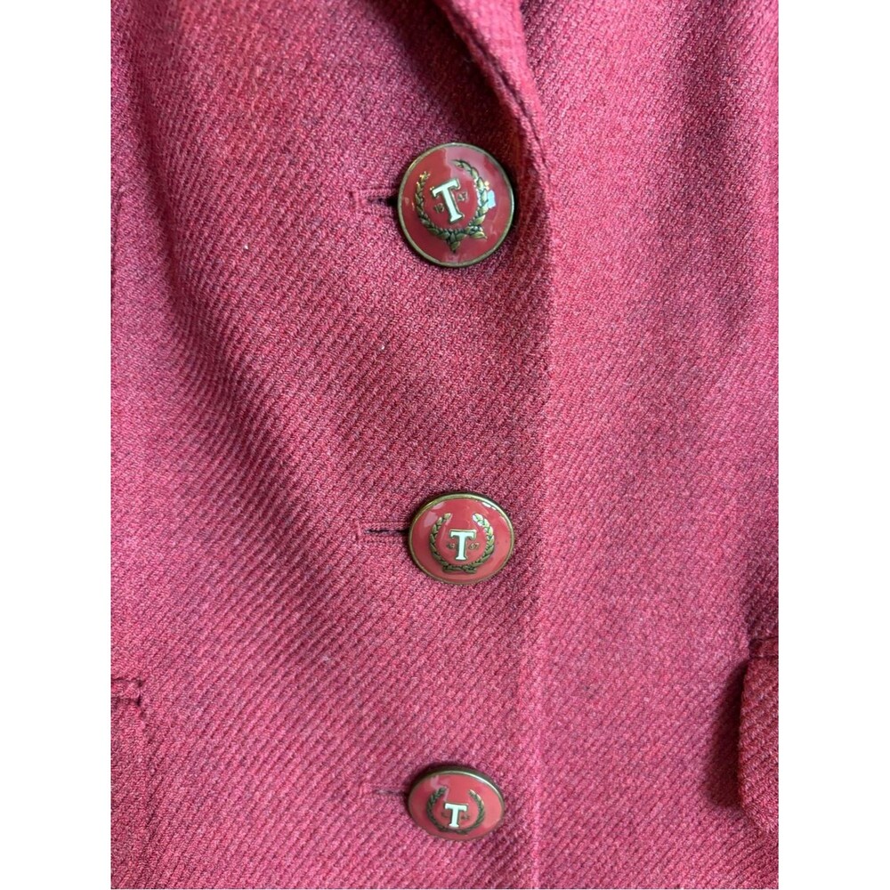 Vintage Talbots 100% Wool Blazer Jacket Cranberry Rose Red Fall Dark Academia - Picture 3 of 15